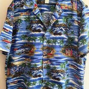 Blue Hawaiian Print Shirt